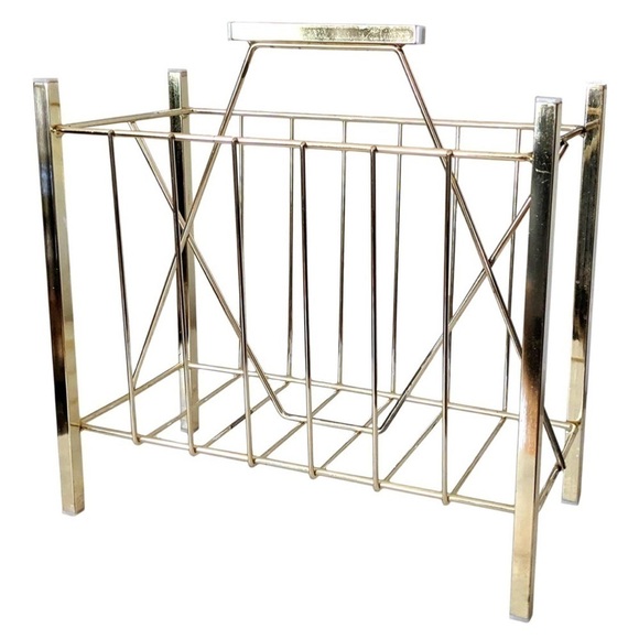 Mid Century Modern Brass Magazine Rack - Picture 1 of 8
